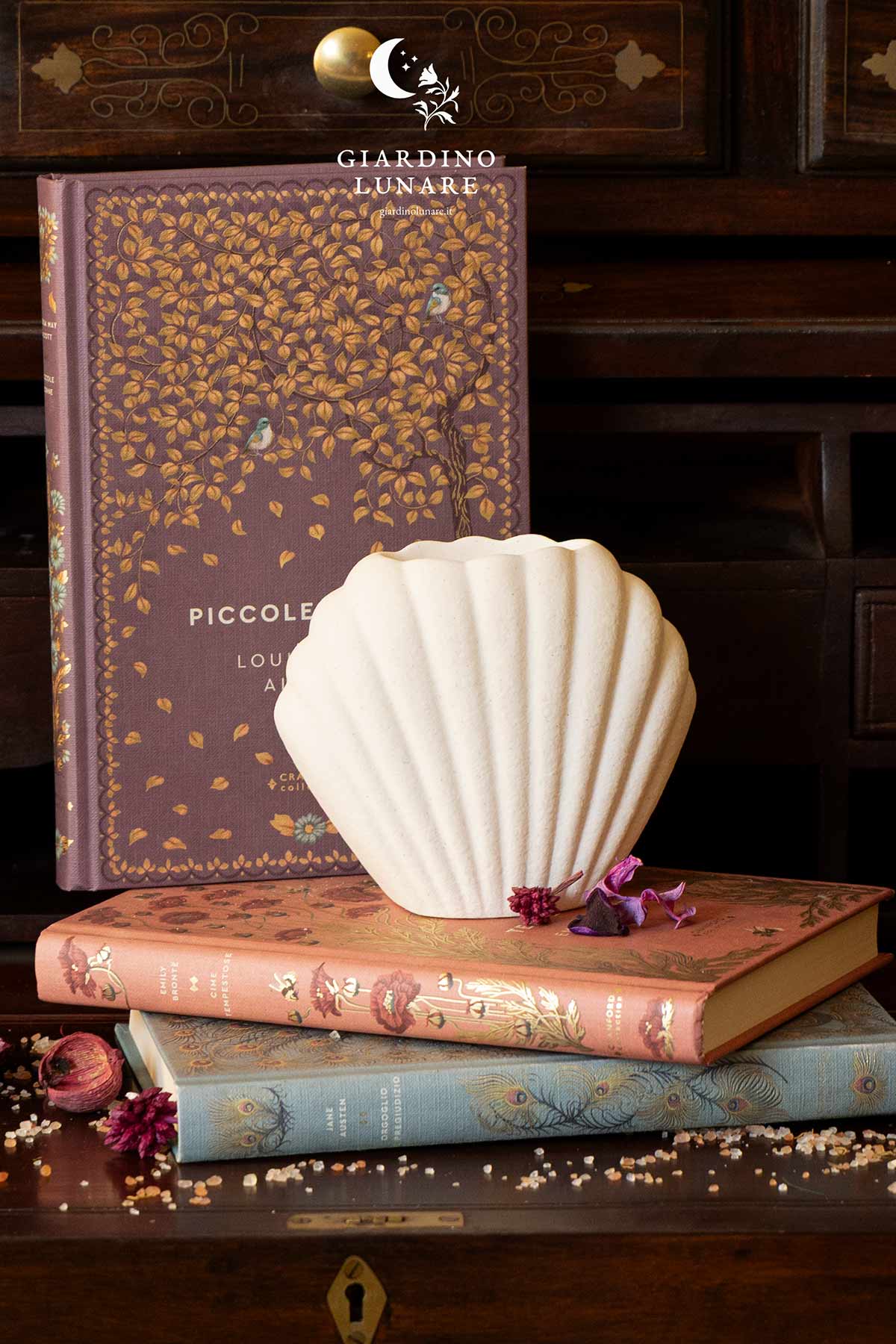 Brucia essenze in ceramica a forma di conchiglia bianca, diffusore per oli essenziali e aromaterapia, Giardino Lunare