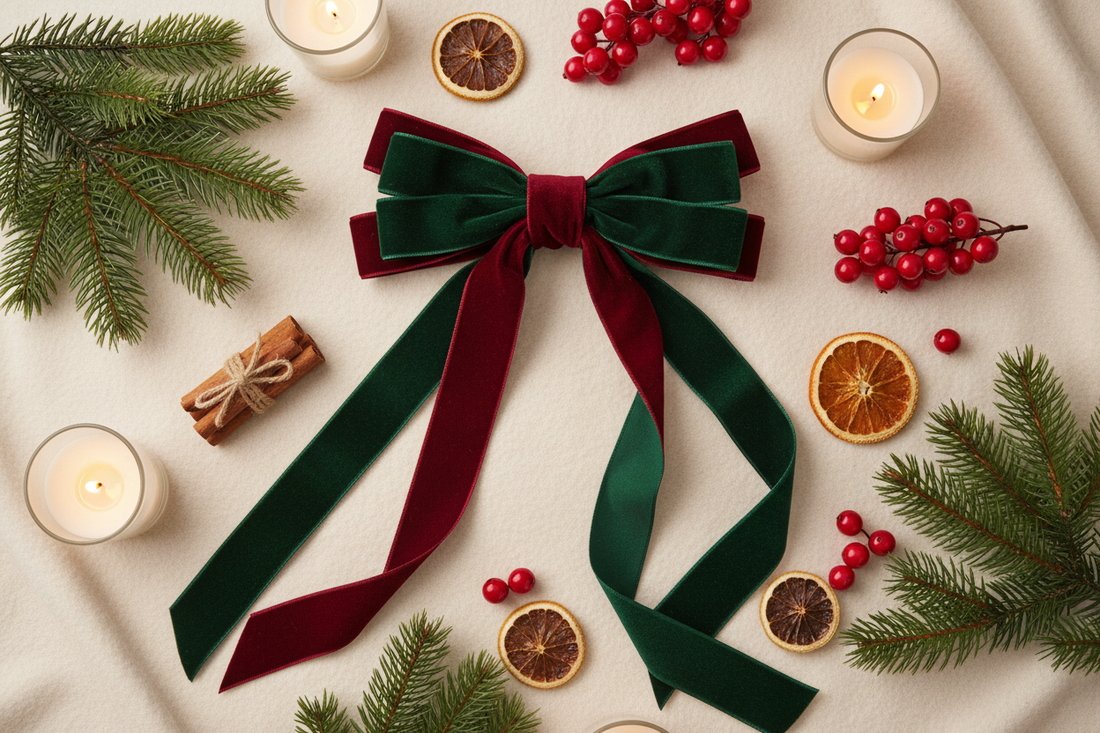 Decorazione natalizia con fiocco rosso e verde - Regali di Natale artigianali