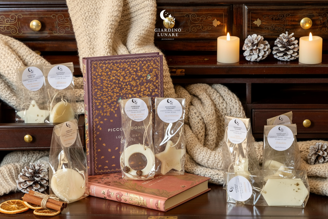 Collezione profumatori per la casa artigianali in cera di soia con fragranze naturali certificate IFRA, Giardino Lunare
