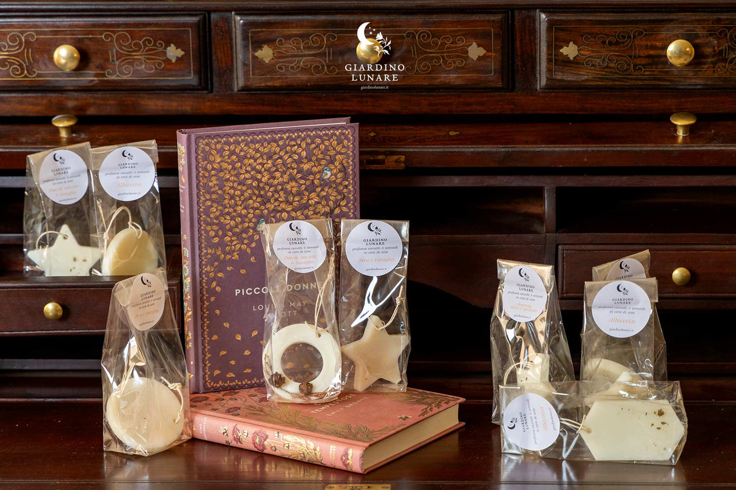 Profuma cassetti artigianale in cera di soia con fragranze naturali per armadi e biancheria, Giardino Lunare