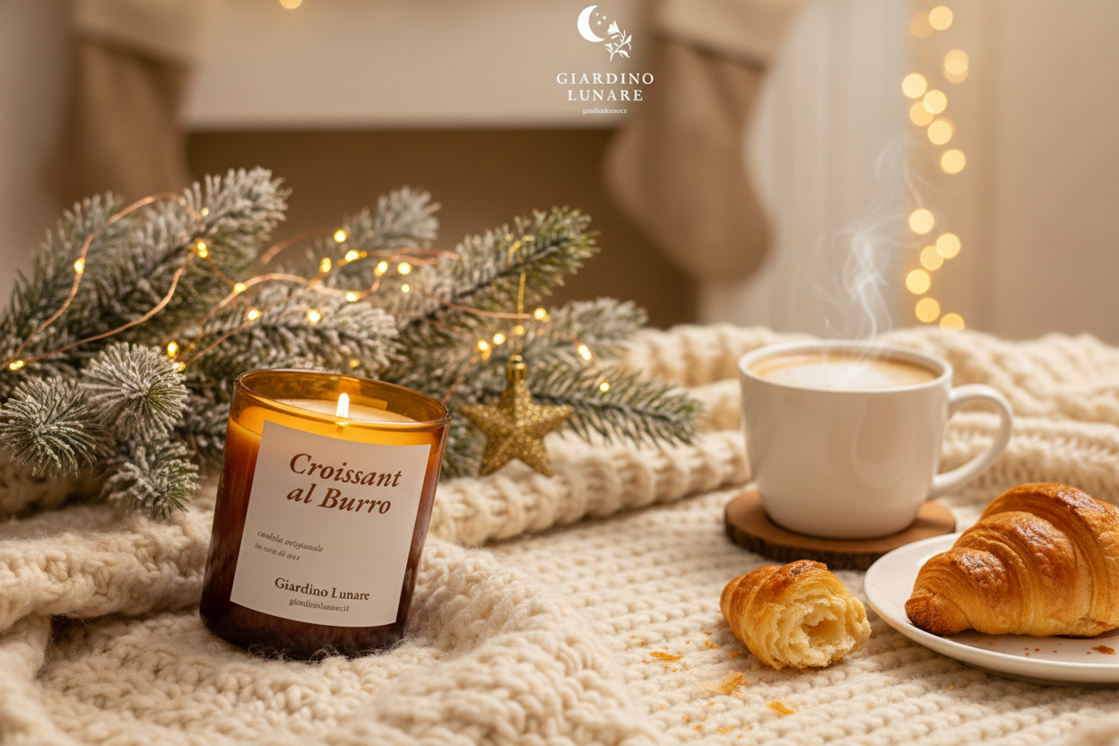 Banner candela croissant natalizia